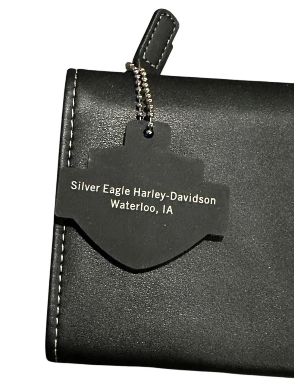 Harley-Davidson Black Oversized Trifold Organizer Zip Wallet Silver Eagle